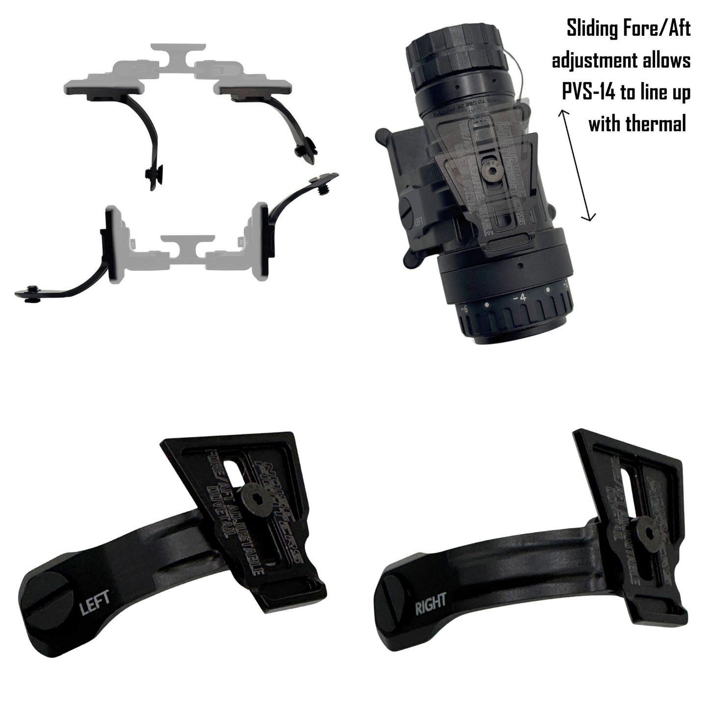 Noisefighters QD Dovetail Arms with Fore/Aft Adjustability for PVS-14 monoculars
