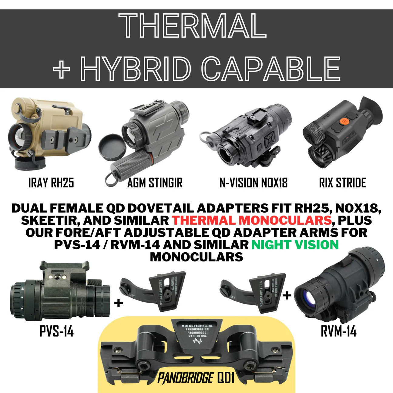 Panobridge QD1 Metal Night Vision and Thermal Bridge with Dual QD Dovetail Arms